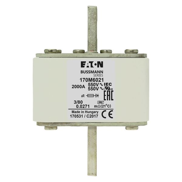 Fuse-link, high speed, 750 A, AC 1500 V, size 3, 74 x 96 x 112 mm, aR, IEC, single indicator image 7