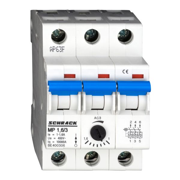 Motor Protection Circuit Breaker, 3-pole, 1.0-1.6A image 1