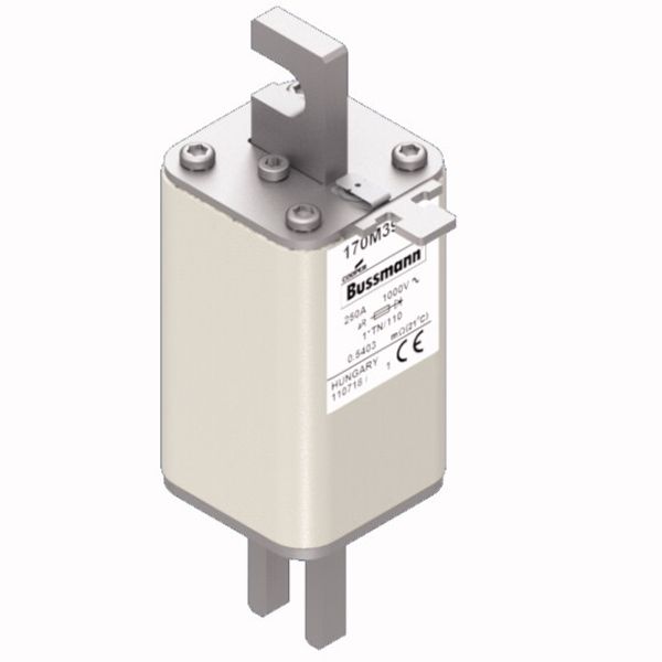 Fuse-link, high speed, 250 A, AC 1000 V, compact DIN 1, 43 x 61 x 138 mm, aR, DIN, IEC, type T indicator image 3