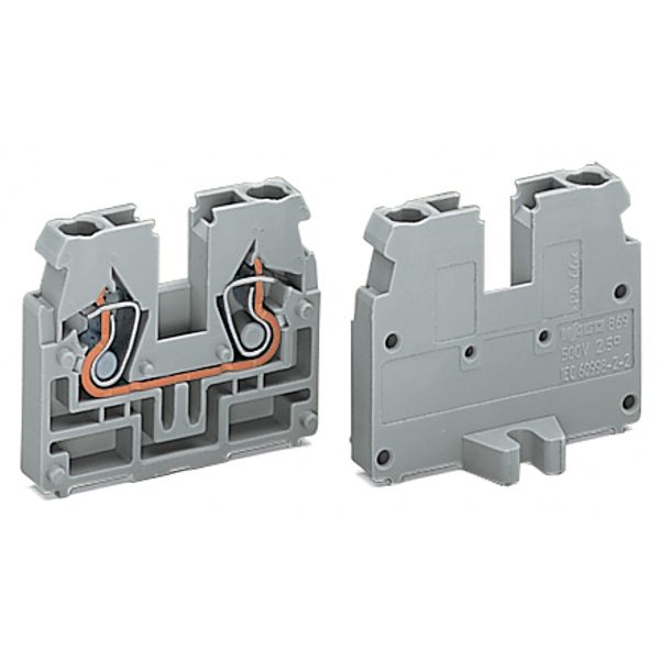2-conductor end terminal block without push-buttons with fixing flange image 2