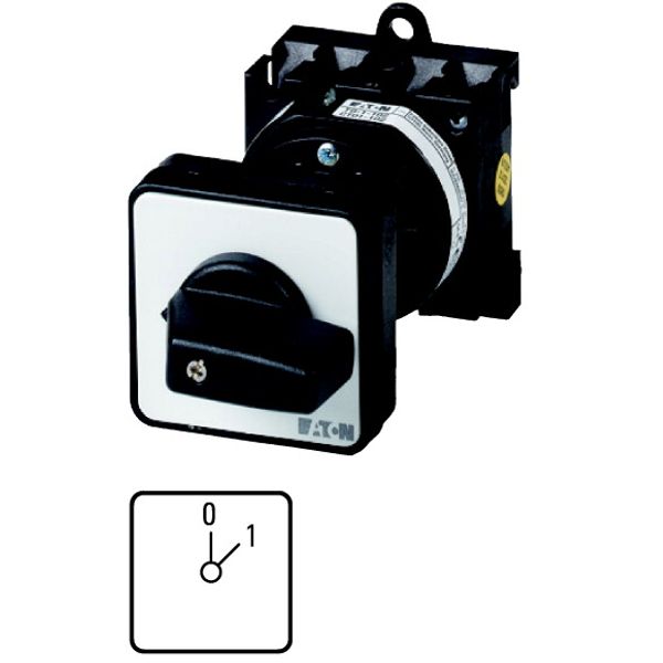 ON-OFF switches, T0, 20 A, rear mounting, 1 contact unit(s), Contacts: 2, 45 °, maintained, With 0 (Off) position, 0-1, Design number 15402 image 1