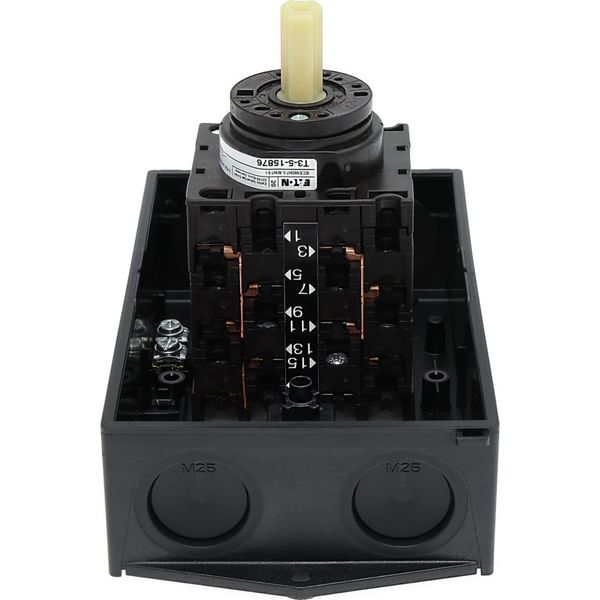 Reversing star-delta switches, T3, 32 A, surface mounting, 5 contact unit(s), Contacts: 10, 60 °, maintained, With 0 (Off) position, D-Y-0-Y-D, Design image 55