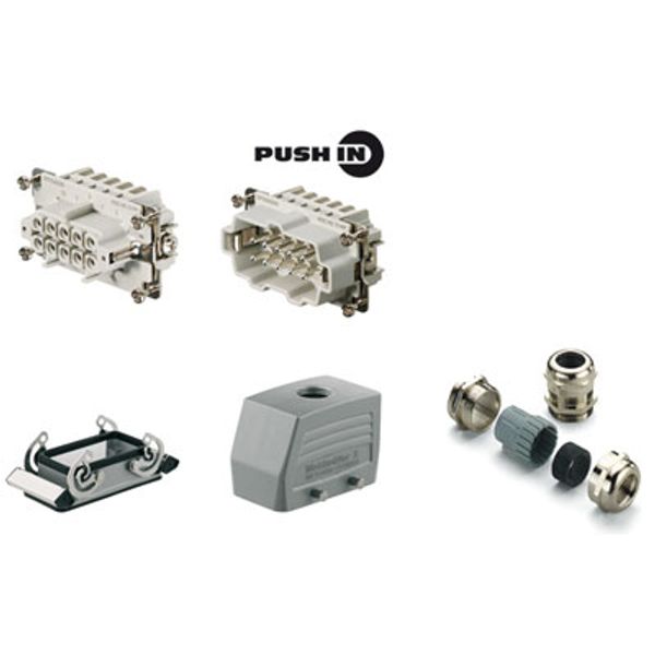 Industrial connectors (set), Series: HE, PUSH IN, Size: 4, Number of p image 1