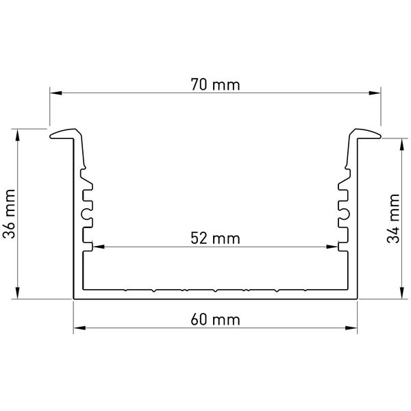 Aluminium profile SLI, L-2000mm W-60mm H-36mm image 4