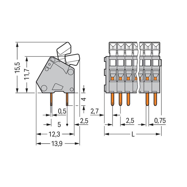 PCB terminal block push-button 0.5 mm² gray image 5