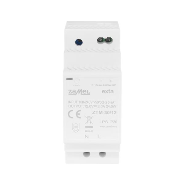 DIN RAIL POWER SUPPLY TH-35 (DIN) , 30W, 12V DC TYP: ZTM-30/12 image 1