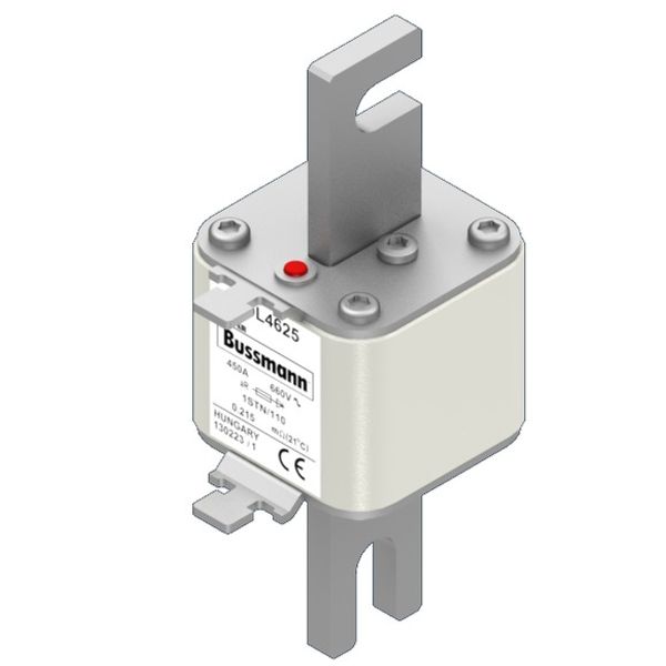 Fuse-link, high speed, 450 A, AC 660 V, Size 1, 51 x 51 x 140 mm, aR, DIN, IEC, single indicator image 2