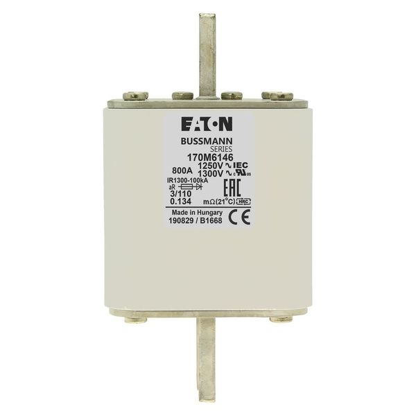 Fuse-link, high speed, 800 A, AC 1250 V, size 3, 76 x 90 x 139 mm, aR, DIN, IEC, single indicator image 7