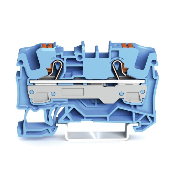 2-conductor through terminal block with push-button 6 mm² blue image 1