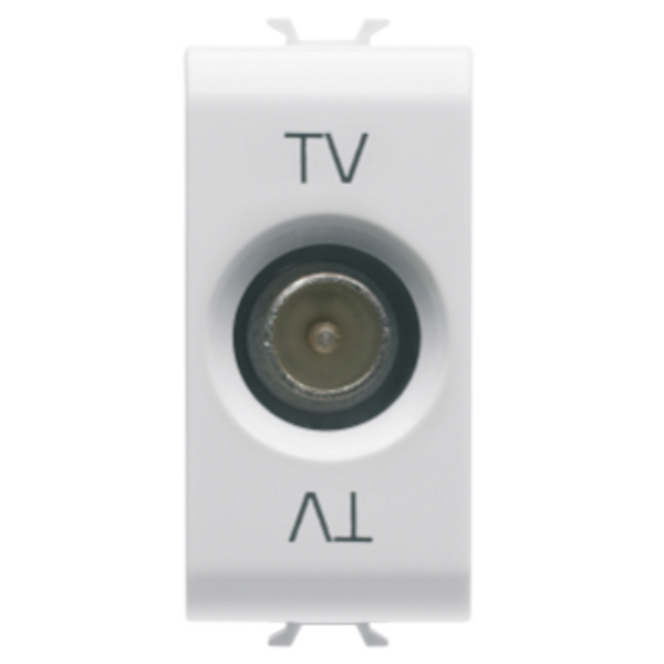 COAXIAL TV SOCKET-OUTLET, CLASS A SHIELDING - IEC MALE CONNECTOR 9,5mm - FEEDTHROUGH 10 dB - 1 MODULE - GLOSSY WHITE - CHORUSMART image 1