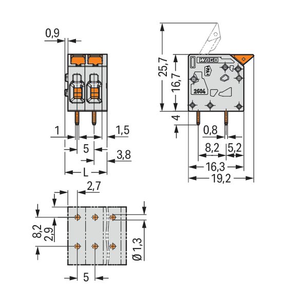 PCB terminal block lever 4 mm² gray image 6