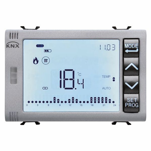 TIMED THERMOSTAT/PROGRAMMER WITH HUMIDITY MANAGEMENT - KNX - 3 MODULES - TITANIUM - CHORUS image 2
