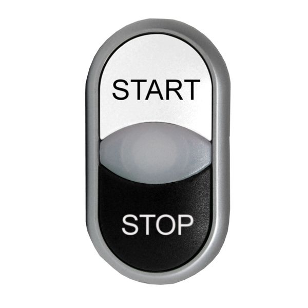 Double push-button, illuminated, black/white,`STOP/STARTï image 1