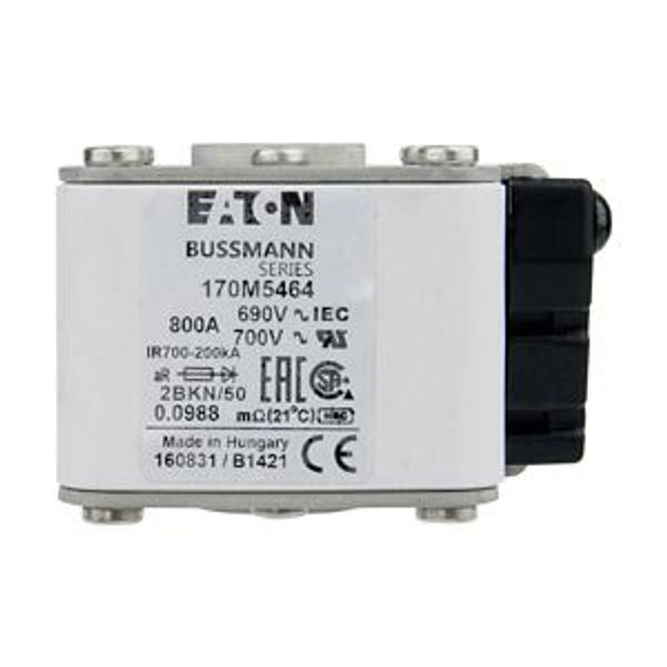 Fuse-link, high speed, 800 A, AC 690 V, size 2, aR, IEC, UL, single indicator image 4