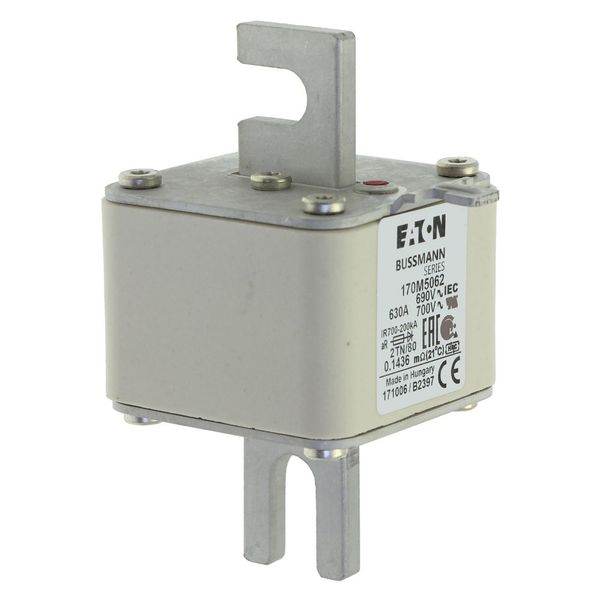 Fuse-link, high speed, 630 A, AC 690 V, DIN 2, 61 x 75 x 108 mm, aR, DIN, IEC, single indicator image 15