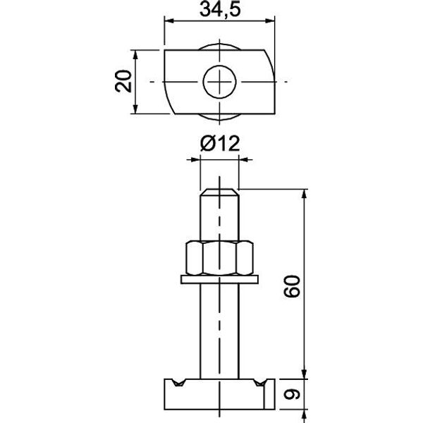 MS41HB M12x60 ZL Hammerhead screw for profile rail MS4121/4141 M12x60mm image 2