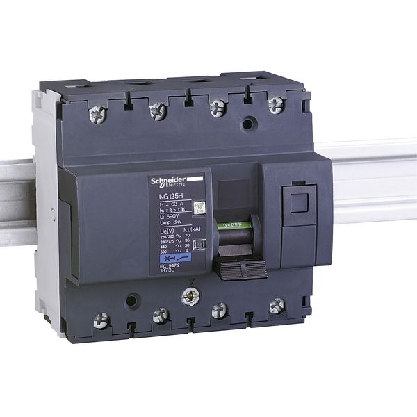 Miniature circuit-breaker, Acti9 NG125H, 4P, 10 A, C curve, 36 kA (IEC 60947-2) image 1