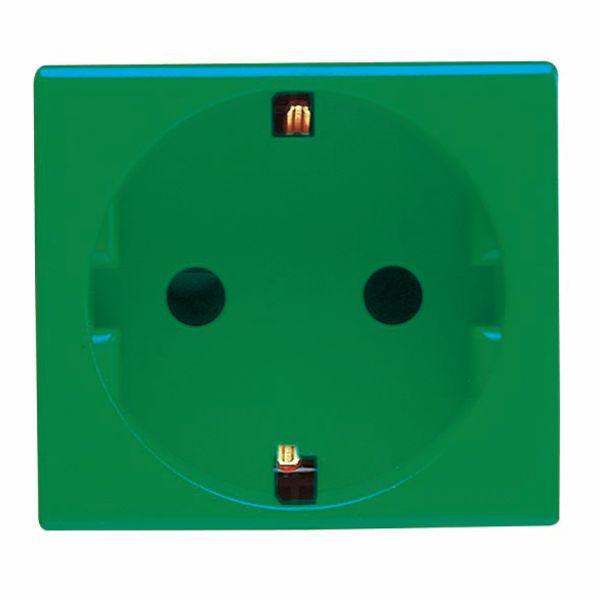 GERMAN STANDARD SOCKET-OUTLET 250V ac - FOR DEDICATED LINES - 2P+E 16A - 2 MODULES - GREEN - SYSTEM image 2