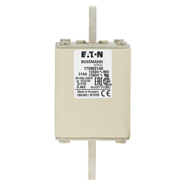 Fuse-link, high speed, 315 A, AC 1250 V, size 2, 61 x 75 x 138 mm, aR, DIN, IEC, single indicator image 8