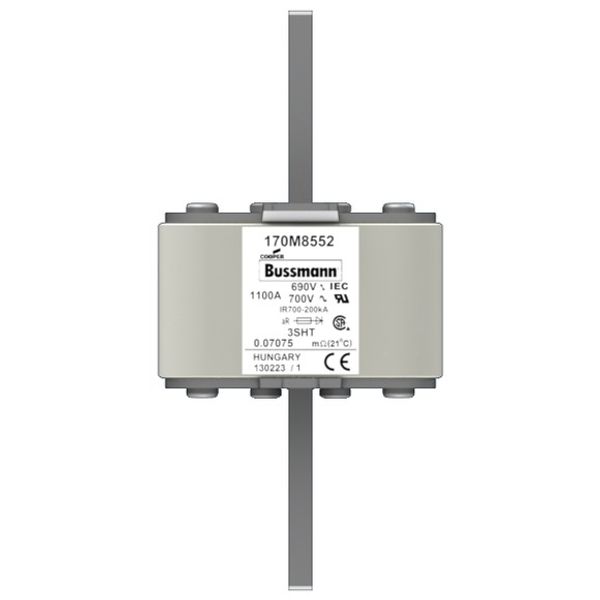 Fuse-link, high speed, 1600 A, AC 690 V, size 3, 76 x 76 x 150 mm, aR, IEC, single indicator image 1