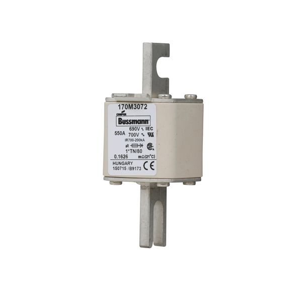 Fuse-link, high speed, 550 A, AC 690 V, compact DIN 1, 45 x 58 x 104 mm, aR, DIN, IEC, single indicator image 4