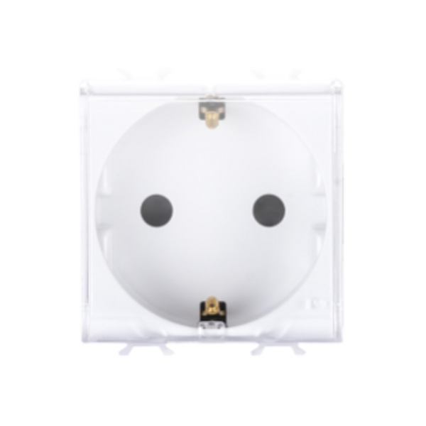 GERMAN STANDARD SOCKET-OUTLET 250V ac - 2P+E 16A - 2 MODULES - WITH COVER - GLOSSY WHITE - CHORUSMART image 1