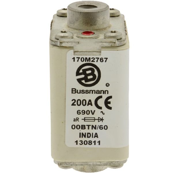 Fuse-link, high speed, 250 A, AC 690 V, size 00, 30 x 62 x 64 mm, aR, IEC, single indicator image 2