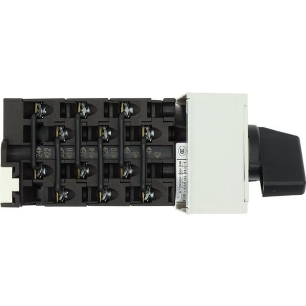 Changeoverswitches, T0, 20 A, service distribution board mounting, 6 contact unit(s), Contacts: 12, 90 °, maintained, Without 0 (Off) position, 1-2, D image 3