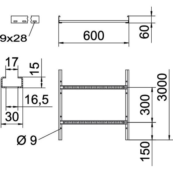LCIS 660 3 FT Cable ladder perforated rung, welded 60x600x3000 image 2