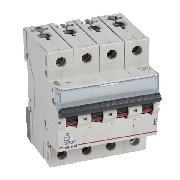 MCB TX³ 6000 - 4P - 400 V~ - 2 A - C curve - prong/fork type supply busbars image 2