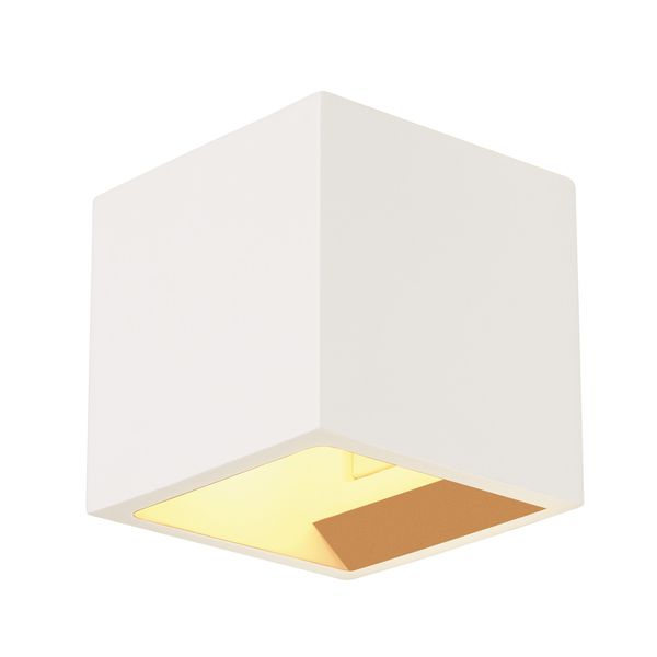 PLASTRA CUBE wall light, square, white plaster, G9, max. 42W image 1