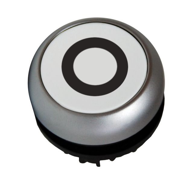 Illuminated Push-button, flat, `0ï, spring-return, white image 1