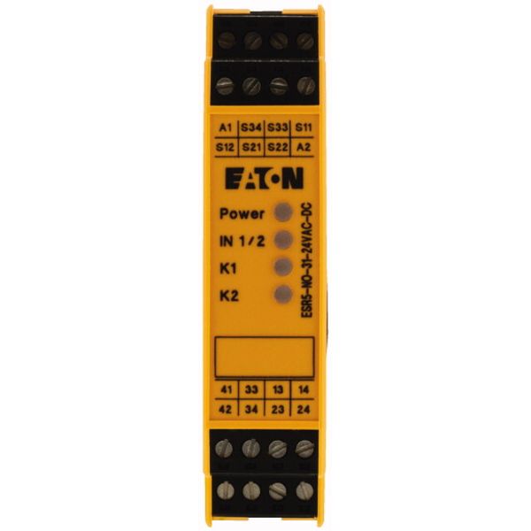 Safety relay emergency stop/protective door, 24VDC/AC, 3 enabling paths image 2