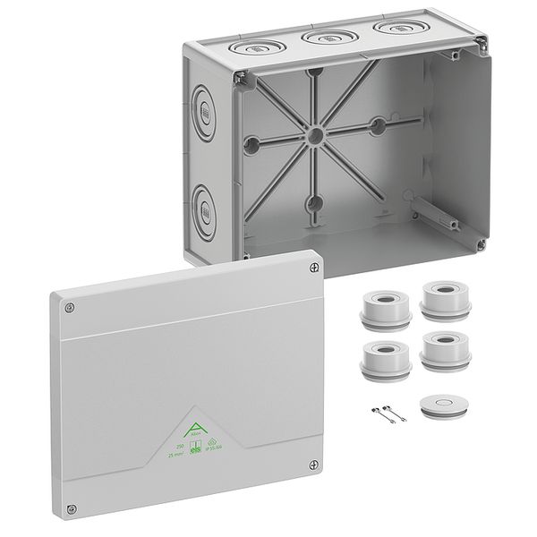 Junction box, Type of protection IP55/IP66, max. 25², Impact strength IK07, Protection class II, Ui 1000V AC, Ui 1000V DC, DLG, VDE, Halogen free image 1