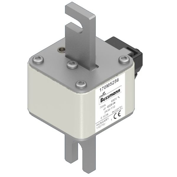 Fuse-link, high speed, 700 A, AC 690 V, size 2, 61 x 77 x 138 mm, aR, IEC, single indicator image 3