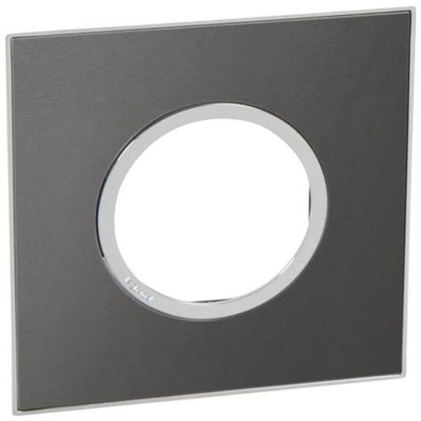 French and German standard plate round version 2 modules - brushed metal black image 1