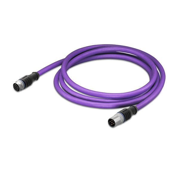 CANopen/DeviceNet cable M12A socket straight M12A plug straight violet image 1