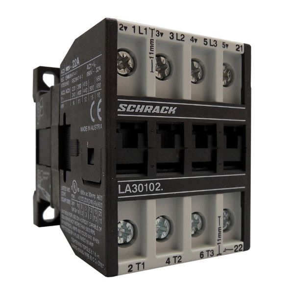 Contactor 3pole, 4kW, AC3, 10A, 400VAC + 1NC built in image 1