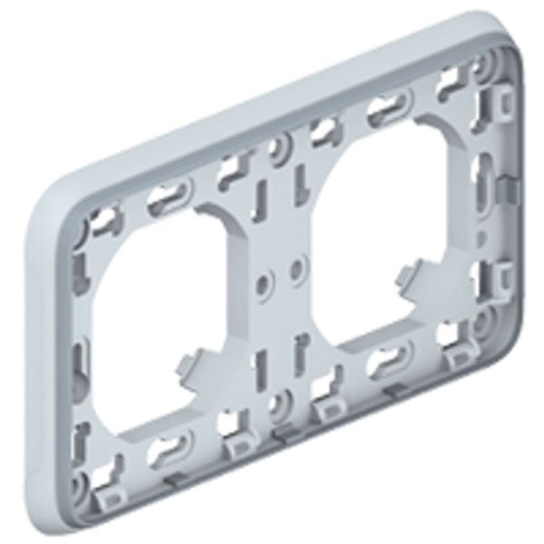 Flush mounting support frame Plexo IP 55 - 2 gang horizontal - grey image 1
