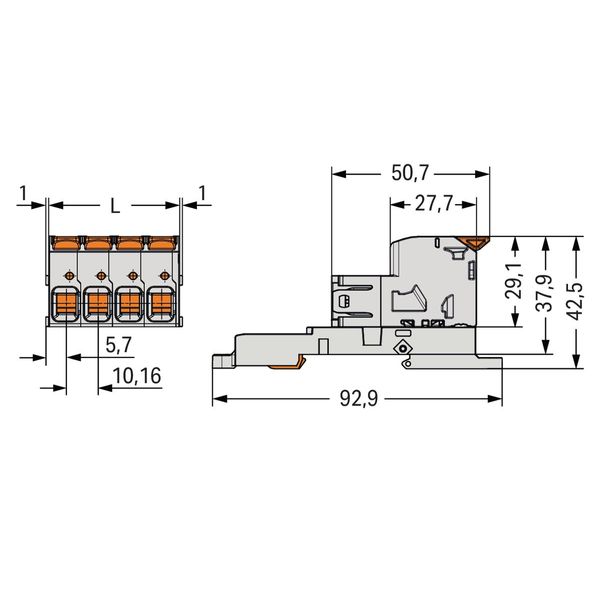 1-conductor male connector lever Push-in CAGE CLAMP® light gray image 2