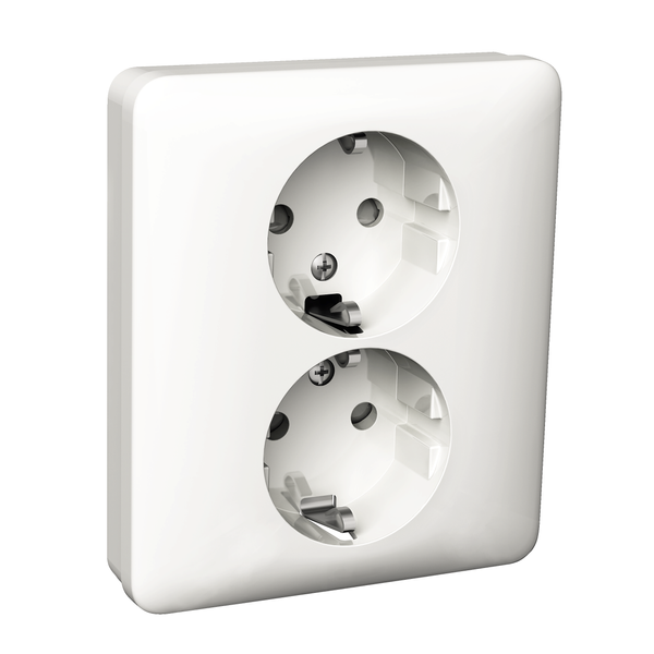 Exxact double socket-outlet earthed screwless white image 4