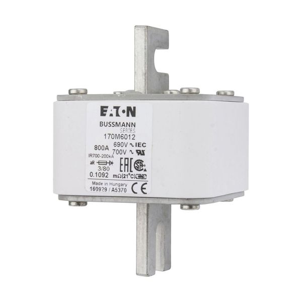 Fuse-link, high speed, 800 A, AC 690 V, DIN 3, 76 x 76 x 109 mm, aR, DIN, IEC, single indicator image 9