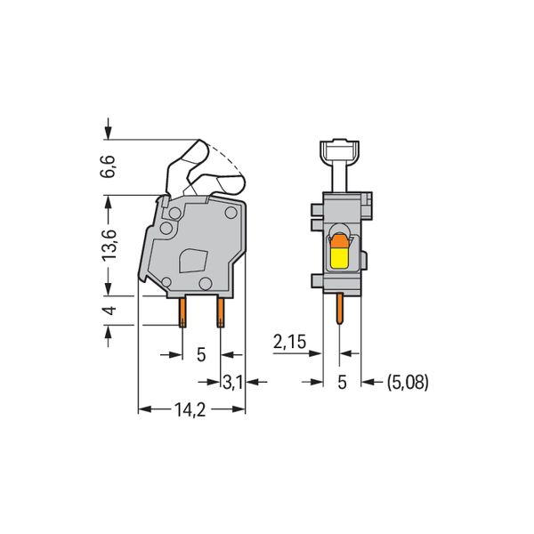 Stackable PCB terminal block push-button 2.5 mm² light gray image 5