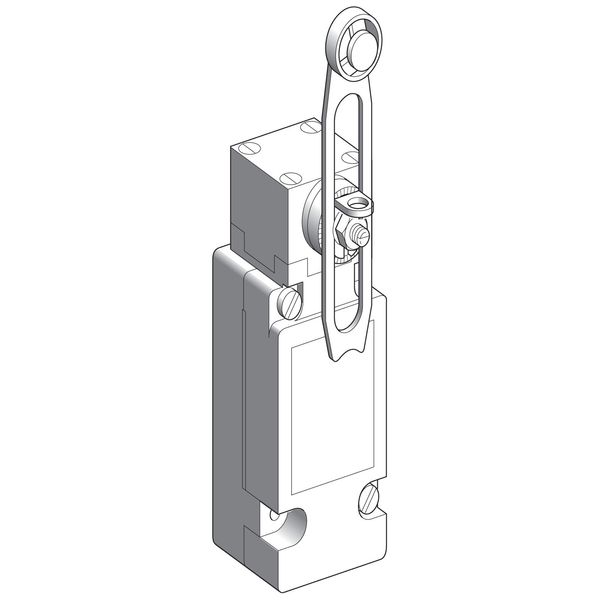Limit switch,  XC Standard, XCKJ, thermoplastic plastic roller lever var. length, 1C/O, snap, 1/2NPT image 1