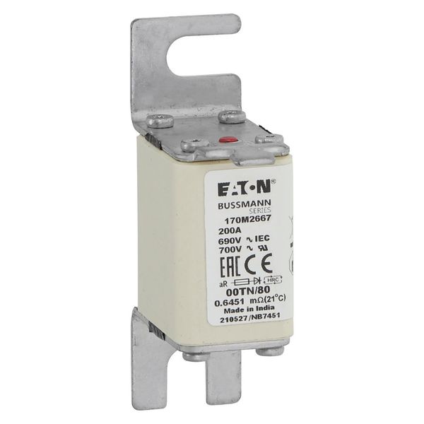 Fuse-link, high speed, 200 A, AC 690 V, DIN 00, aR, DIN, IEC, single indicator, live gripping lugs image 8