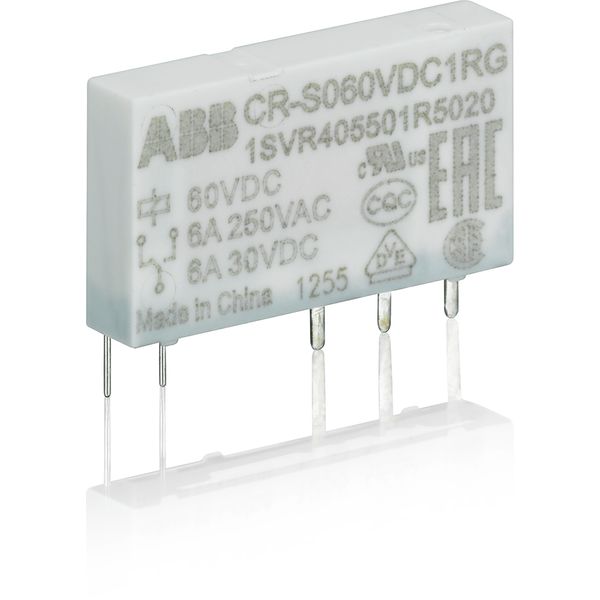 CR-S060VDC1RG Pluggable interface relay 1c/o, A1-A2=60VDC, Output=6A/250VAC image 1
