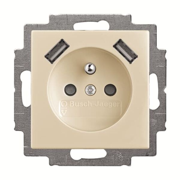 20 MUCB2USB-92-507 Socket Earthing pin with USB AA white - Basic55 image 1