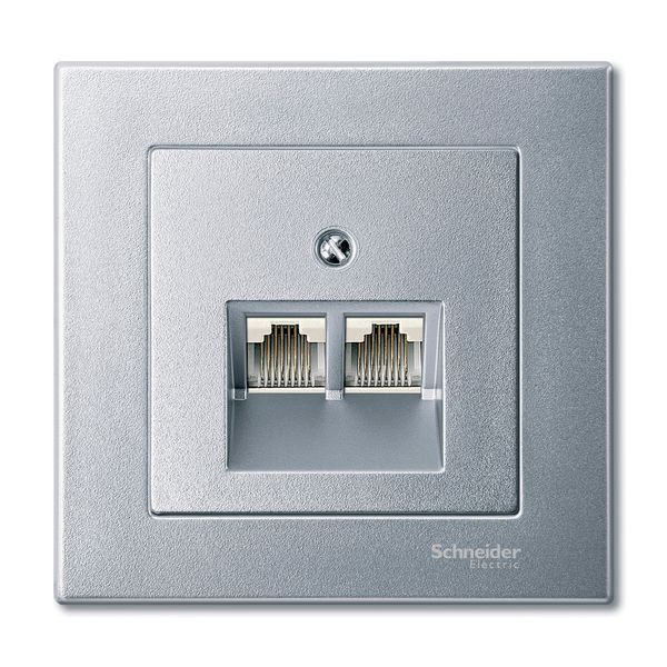 Central plate for RJ45 insert, 2-gang, aluminium, System M image 1