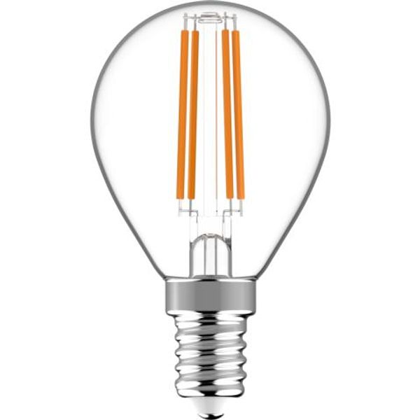 LED Filament Bulb - Globe G45 E14 4.5W 470lm 2700K Clear 330°  - Dimmable image 1