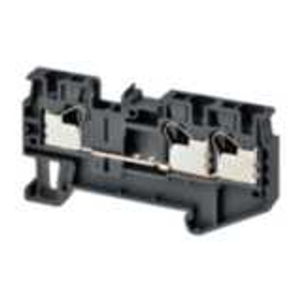 Multi conductor feed-through DIN rail terminal block with 3 push-in pl image 1